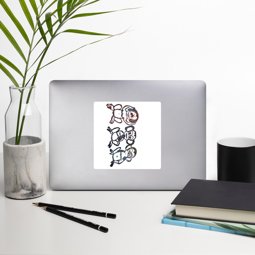 Three Monkey Bubble-free stickers