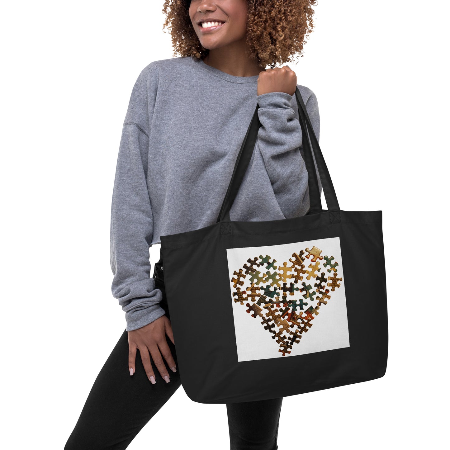 Large Heart organic tote bag