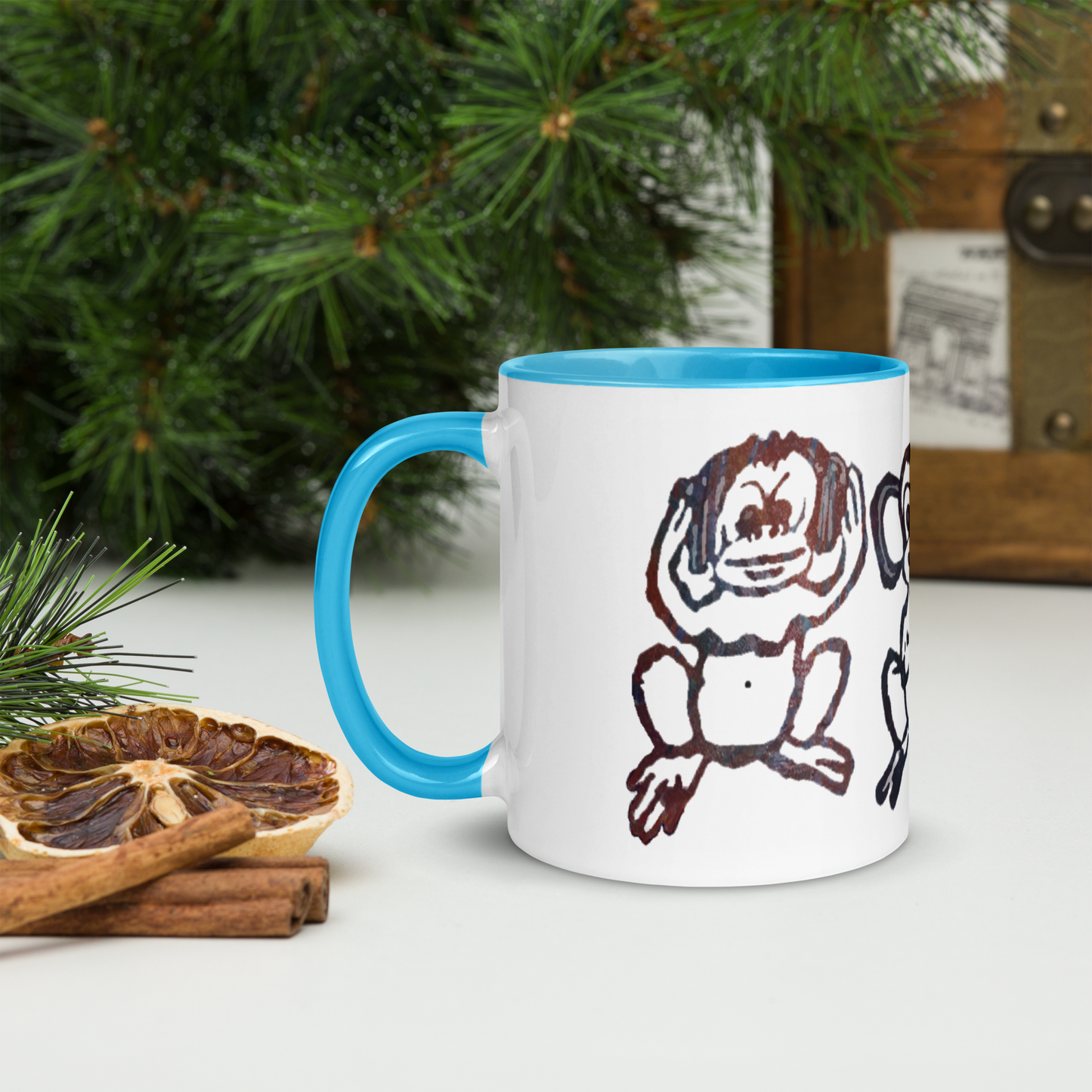 Three Monkey Mug with Color Inside