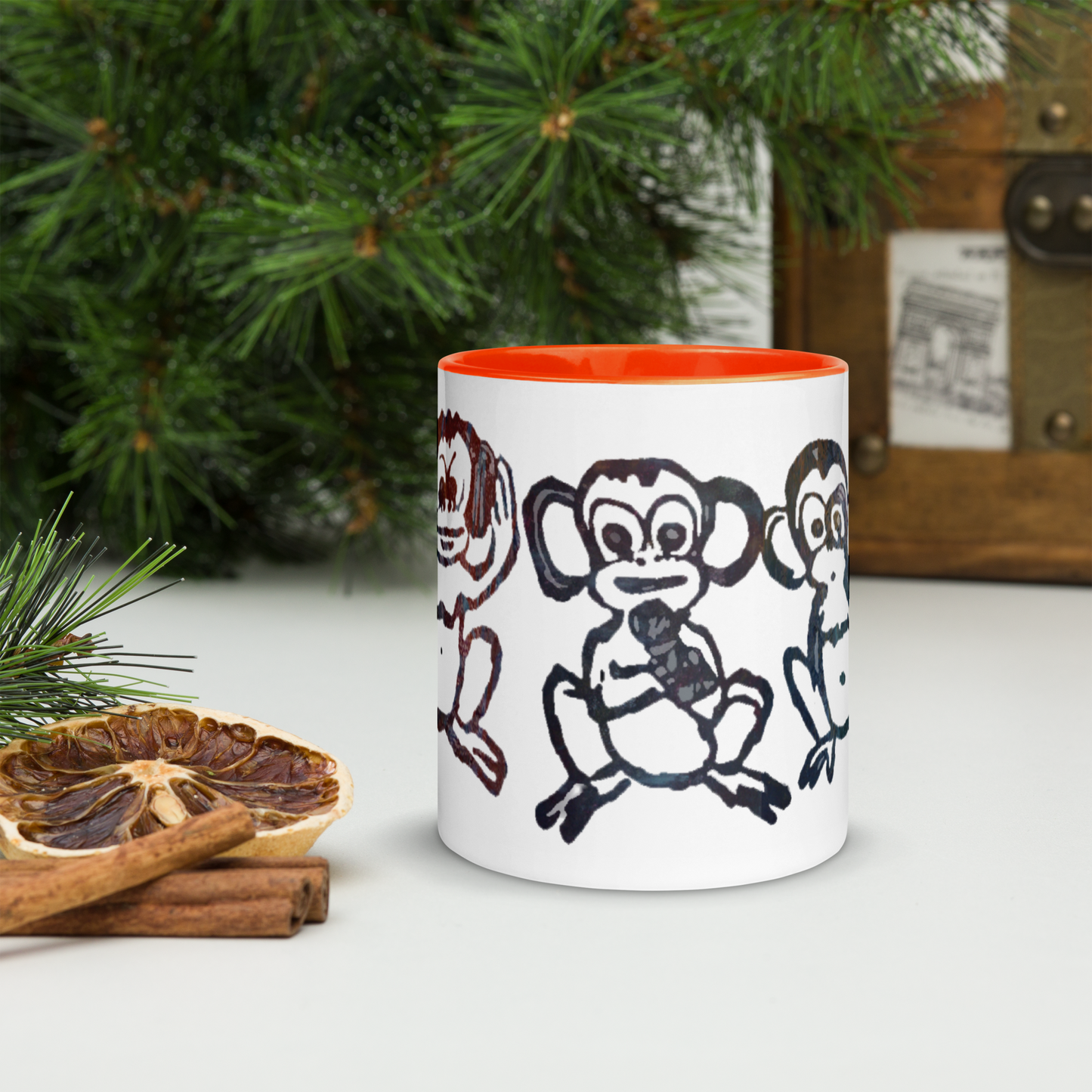 Three Monkey Mug with Color Inside