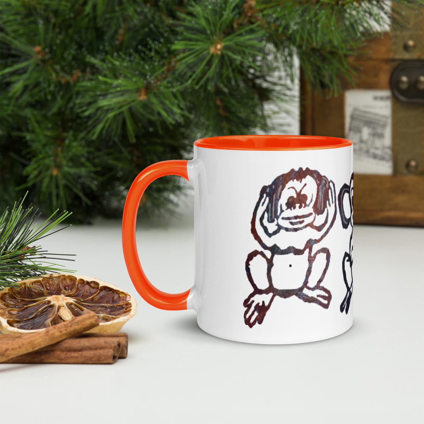 Three Monkey Mug with Color Inside