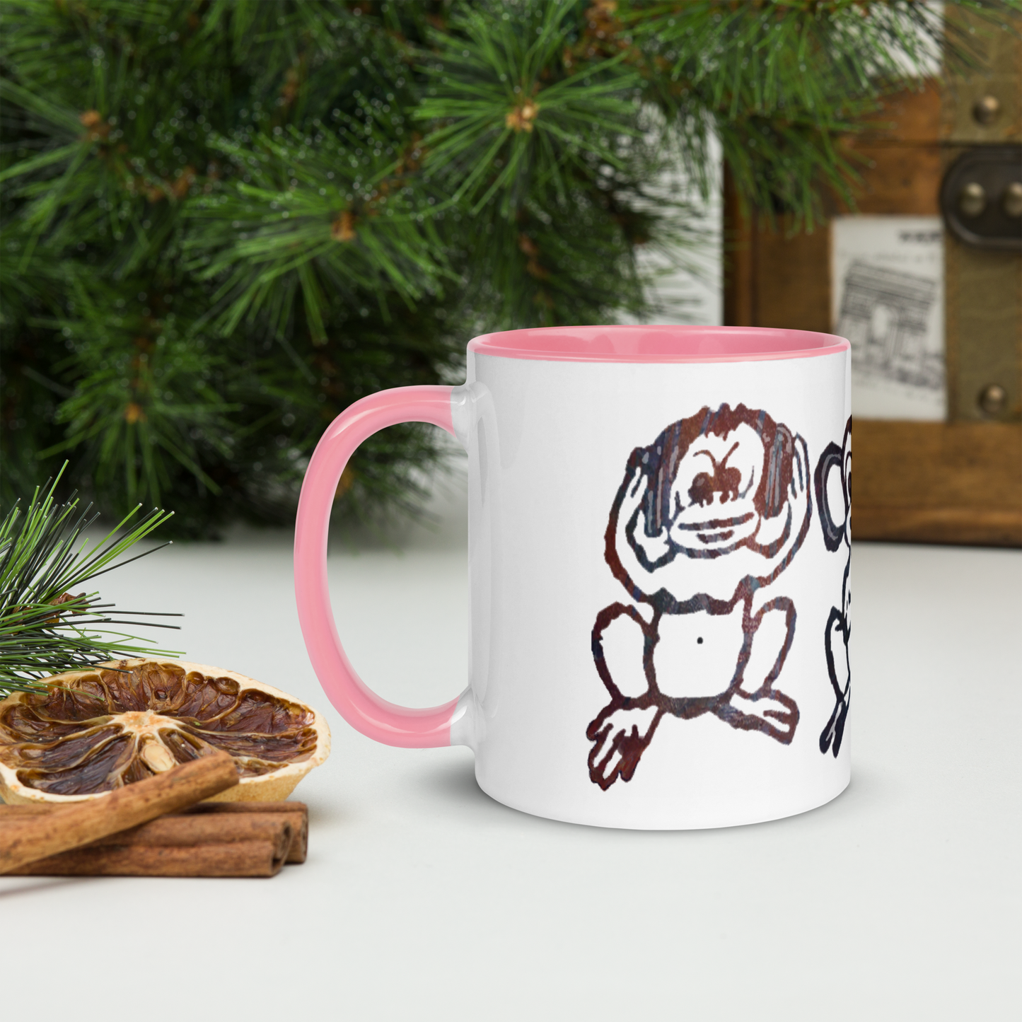 Three Monkey Mug with Color Inside