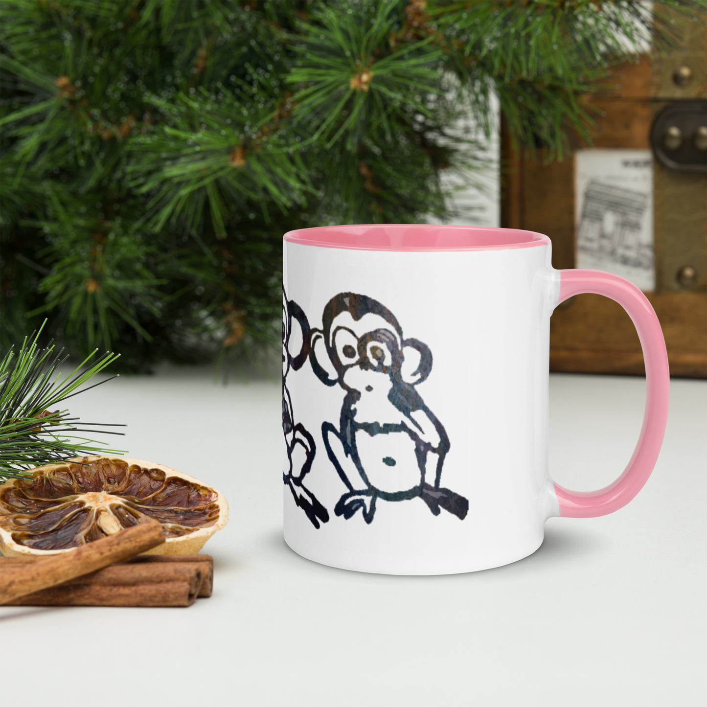 Three Monkey Mug with Color Inside