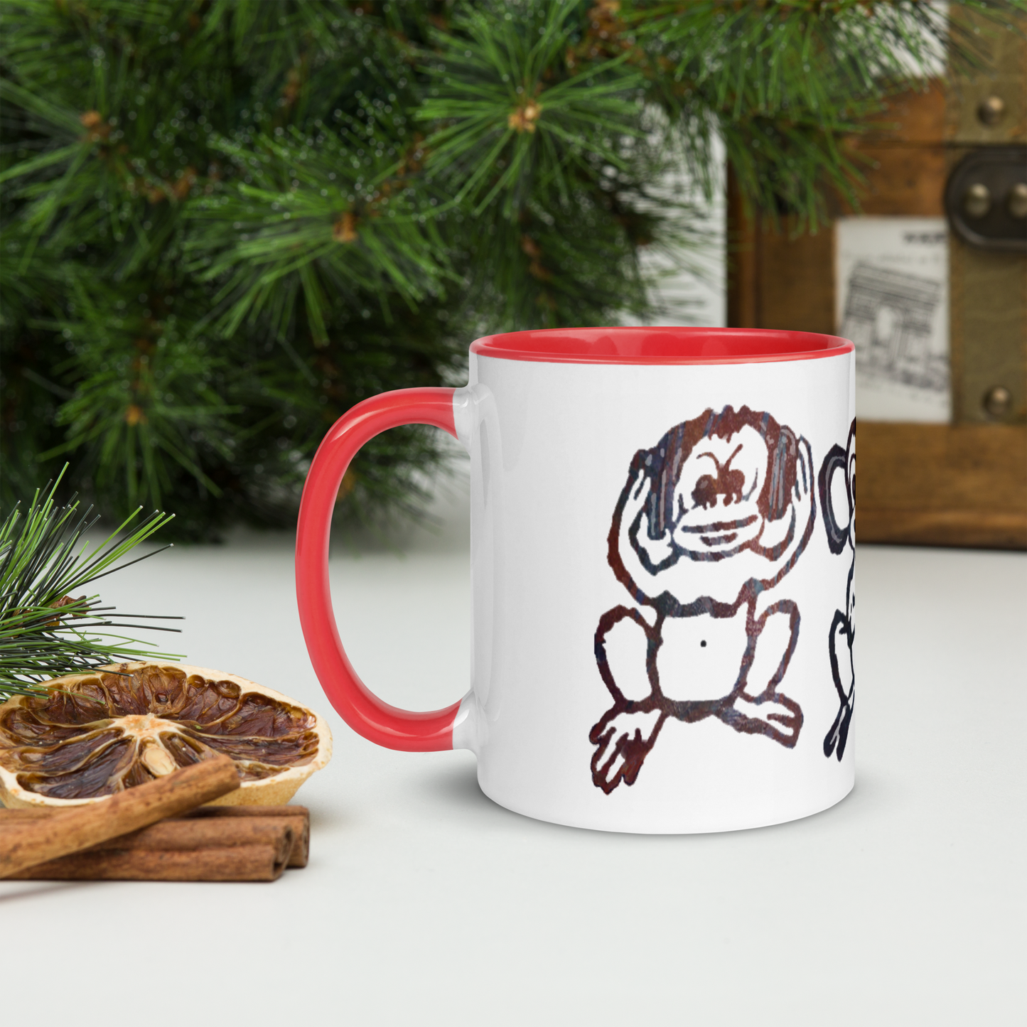 Three Monkey Mug with Color Inside