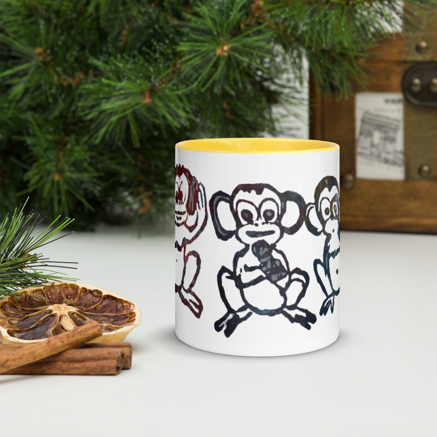 Three Monkey Mug with Color Inside