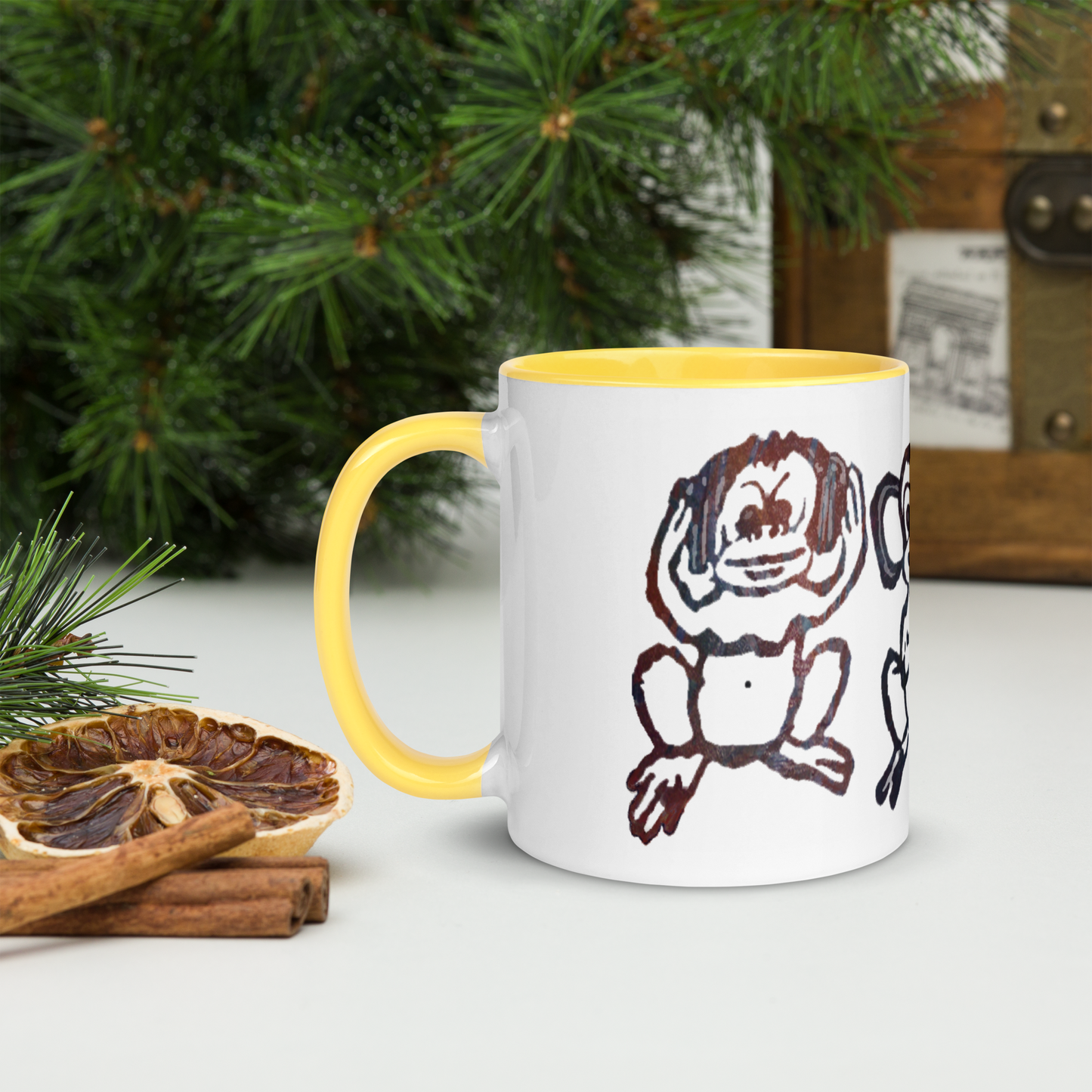 Three Monkey Mug with Color Inside