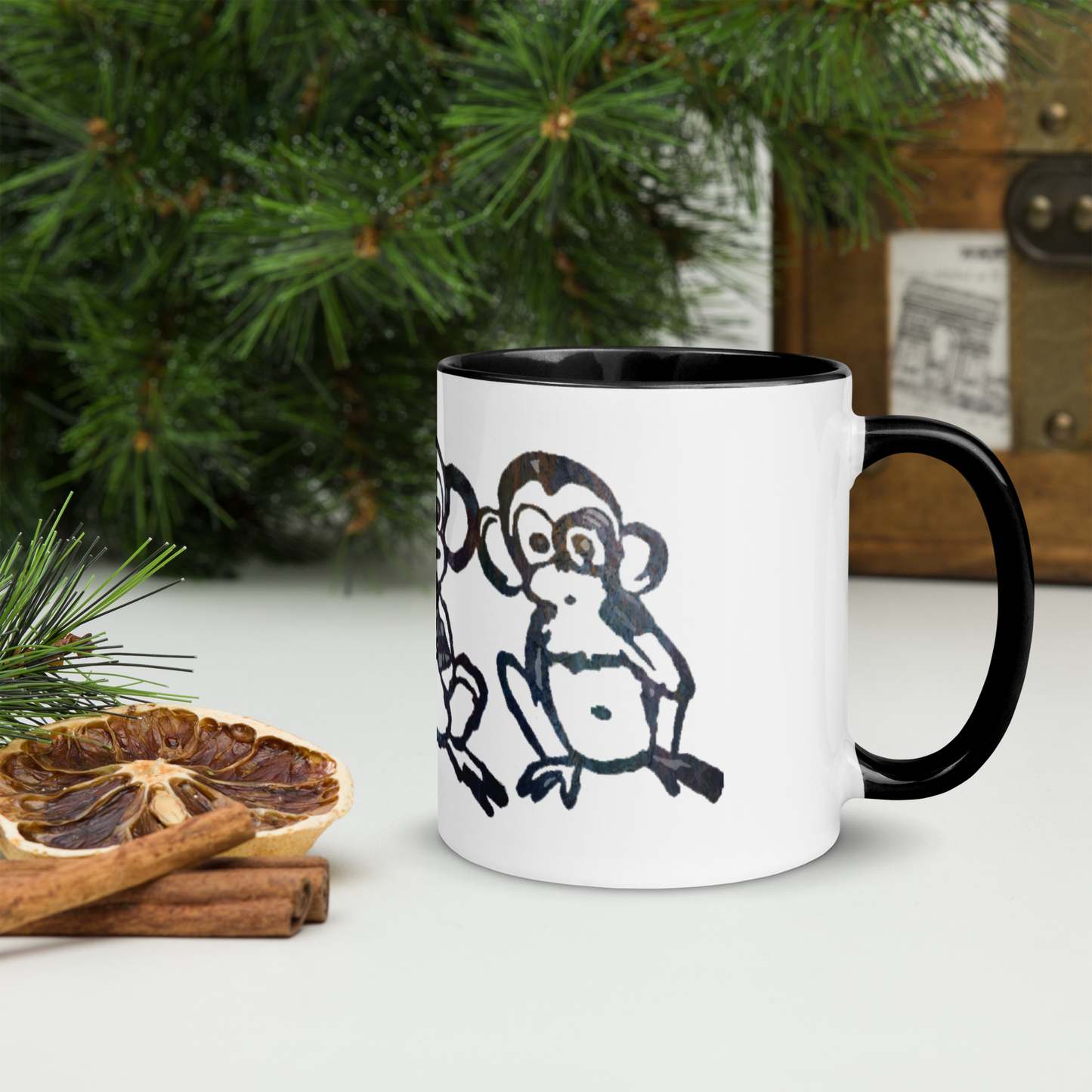 Three Monkey Mug with Color Inside
