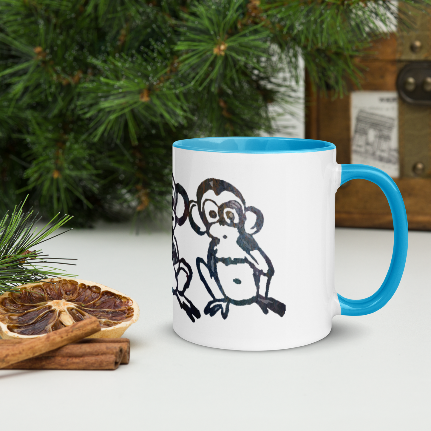 Three Monkey Mug with Color Inside