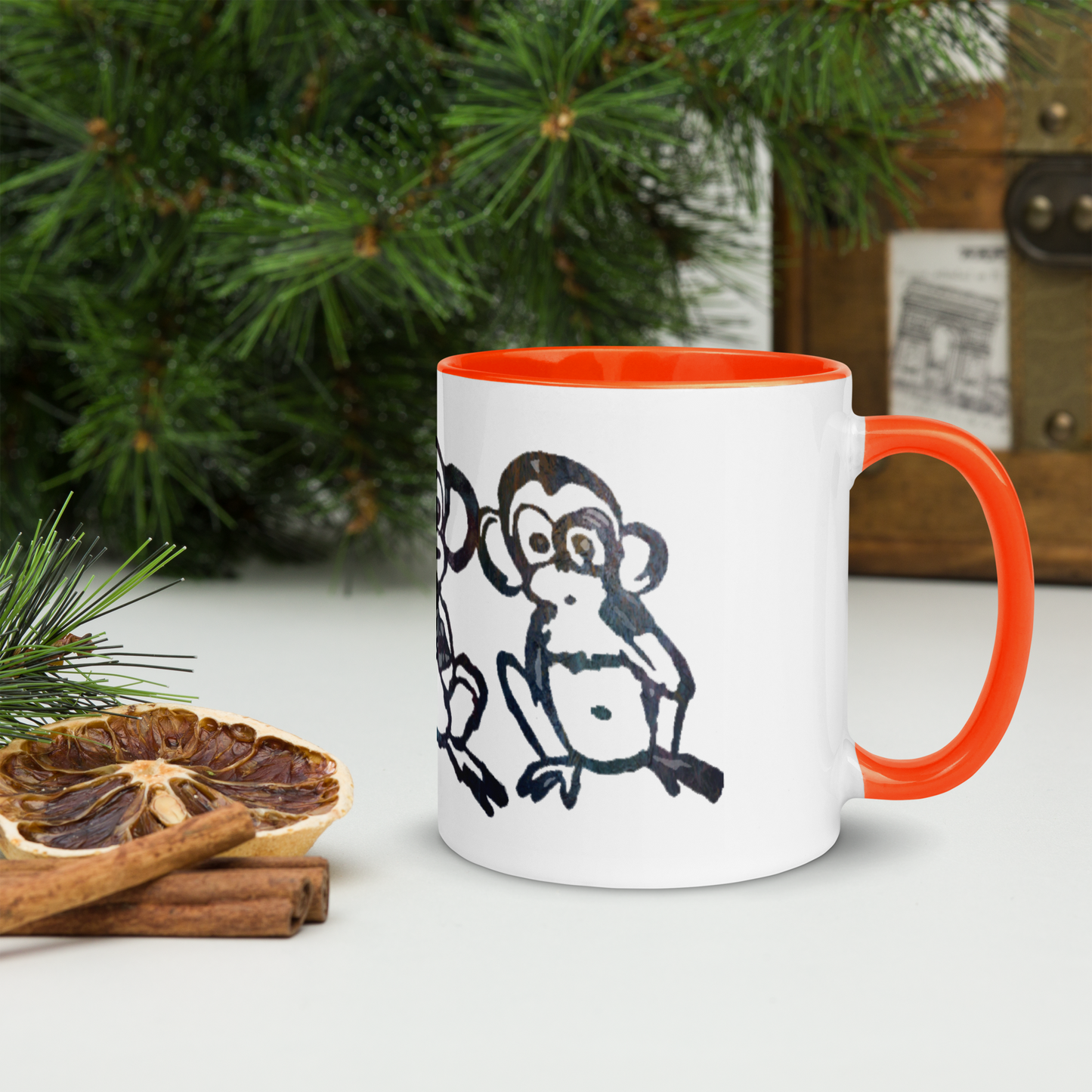 Three Monkey Mug with Color Inside