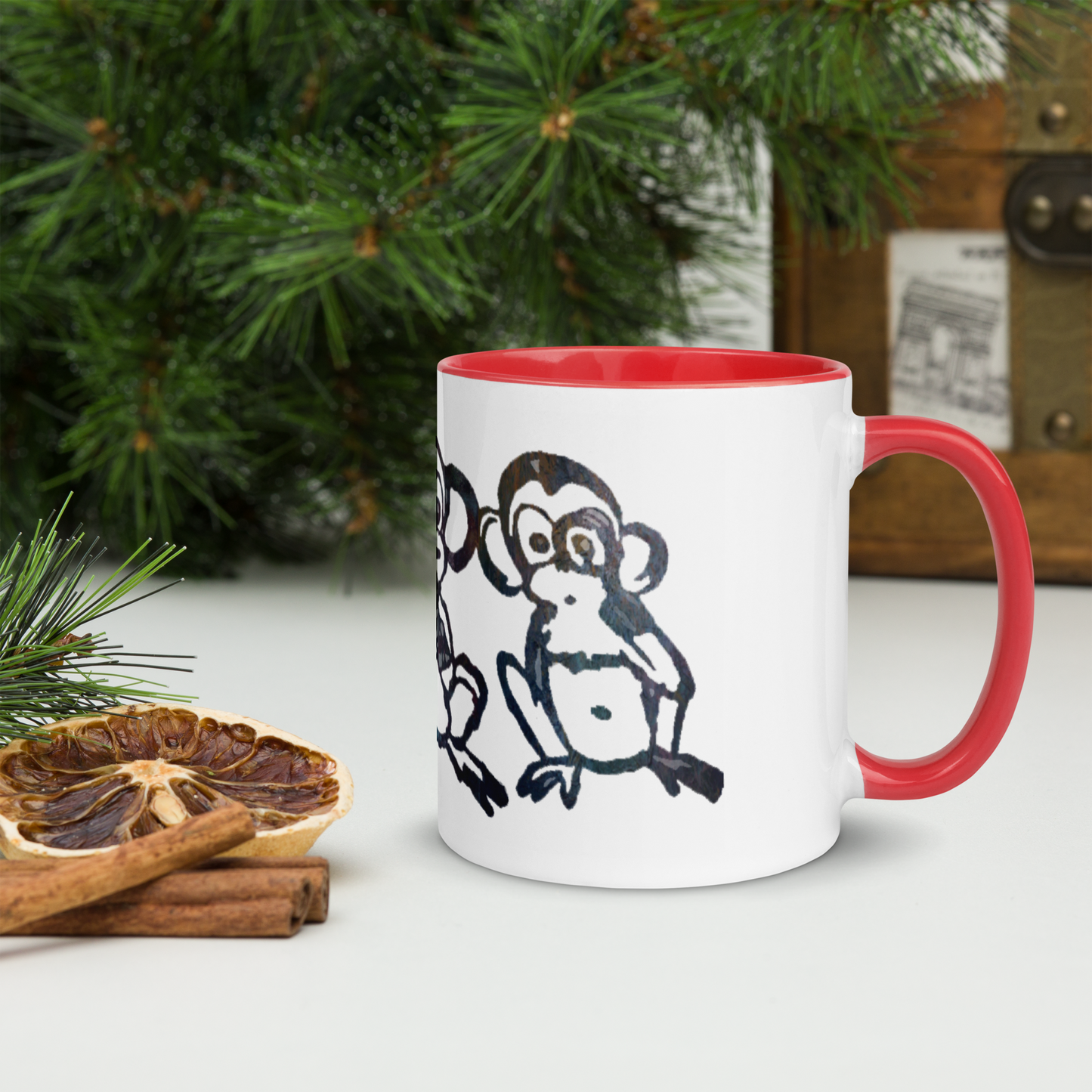 Three Monkey Mug with Color Inside