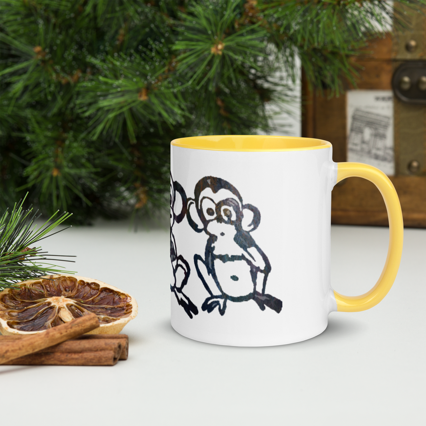 Three Monkey Mug with Color Inside